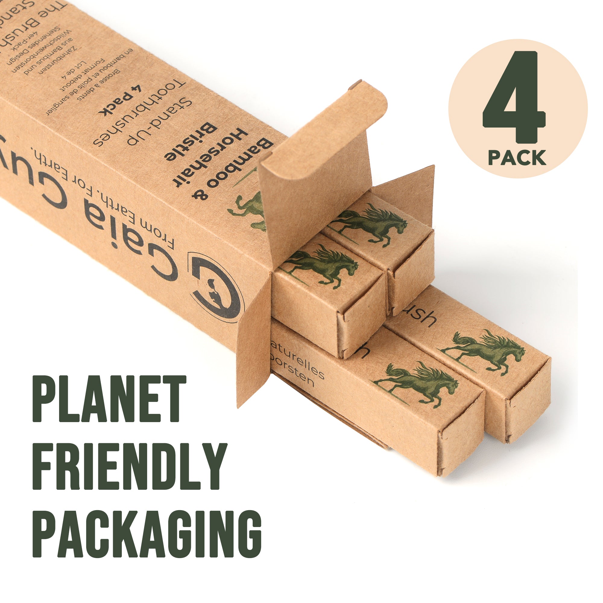 Gaia Guy Horsehair Toothbrush | Natural, Plastic-Free & Self-Standing Bamboo Toothbrush