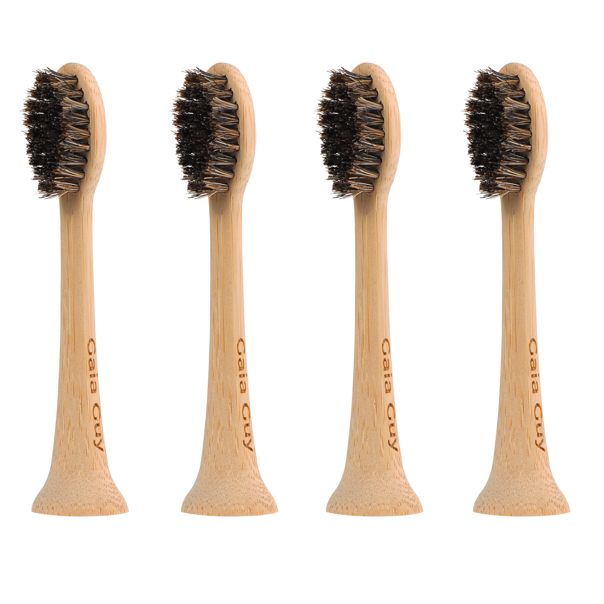 Gaia Guy Bamboo & Horsehair Electric Toothbrush Heads – 4-Pack | Compatible with AquaSonic® | Natural Horsehair Bristles | Coated or Uncoated