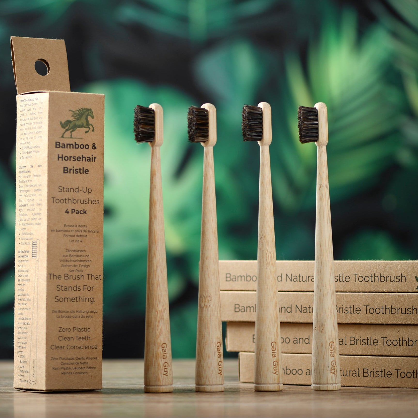 Gaia Guy Horsehair Toothbrush | Natural, Plastic-Free & Self-Standing Bamboo Toothbrush