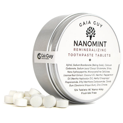 NanoMint Toothpaste Tablets with Nano-Hydroxyapatite | 124 Tabs, Fluoride-Free, Ideal for Travel - Mouthwash Tablet Too