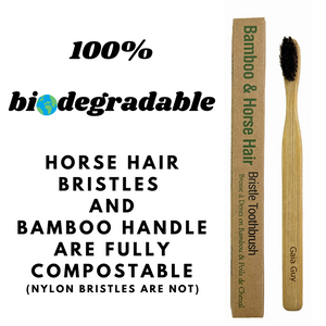 Bamboo and Horsehair Toothbrushes w/ Silk Floss and Bamboo Travel Case - Gaia Guy