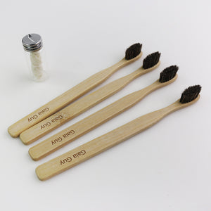 Bamboo and Horsehair Toothbrushes w/ Silk Floss and Bamboo Travel Case - Gaia Guy