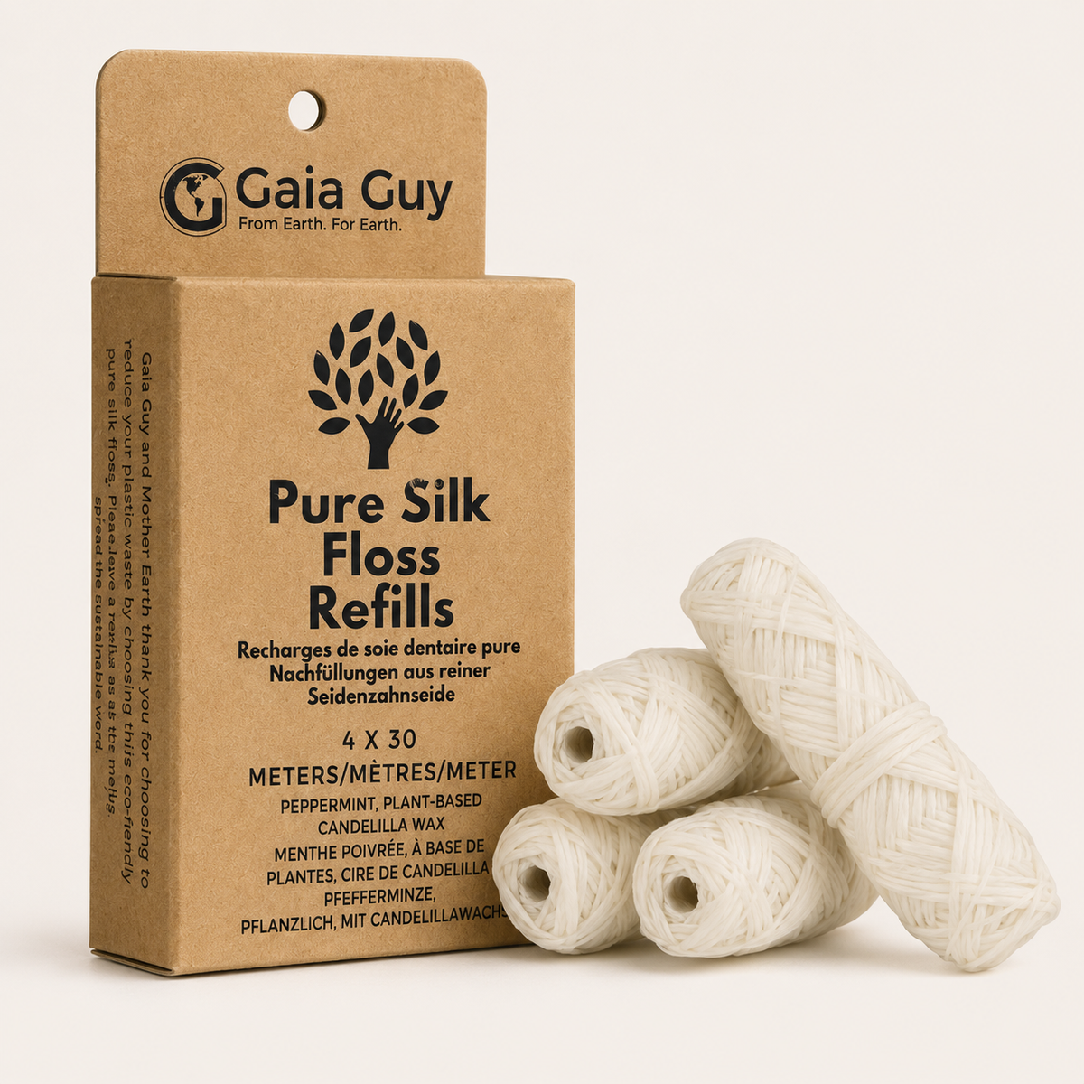 Natural Silk Dental Floss Refills – Peppermint, 4-Pack | Gaia Guy