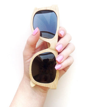 Bamboo Sunglasses & Bamboo Case, Organic Cotton Pouch, Wayfarer Style, Men - Women - Gaia Guy