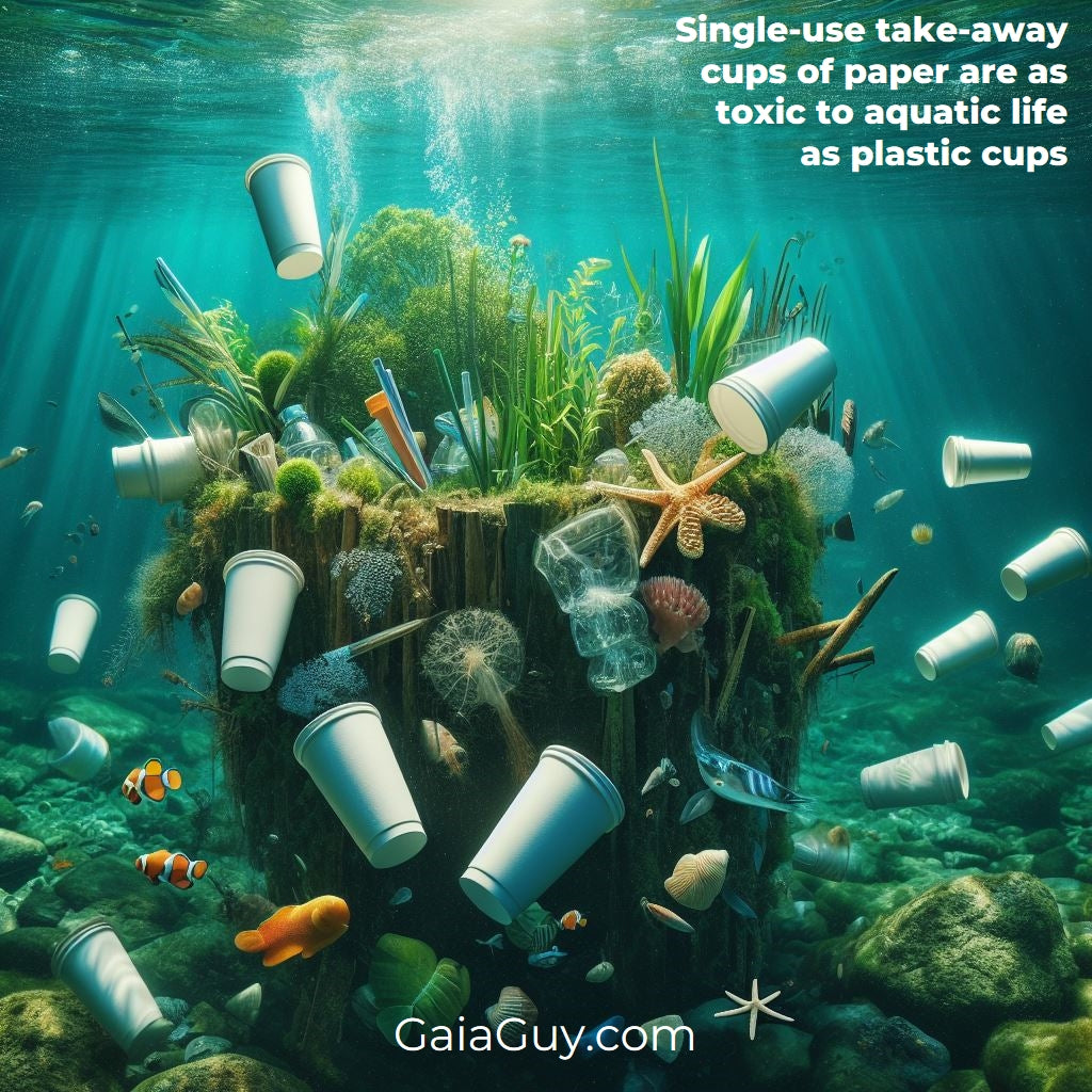 Single-use take-away cups of paper are as toxic to aquatic life as plastic cups
