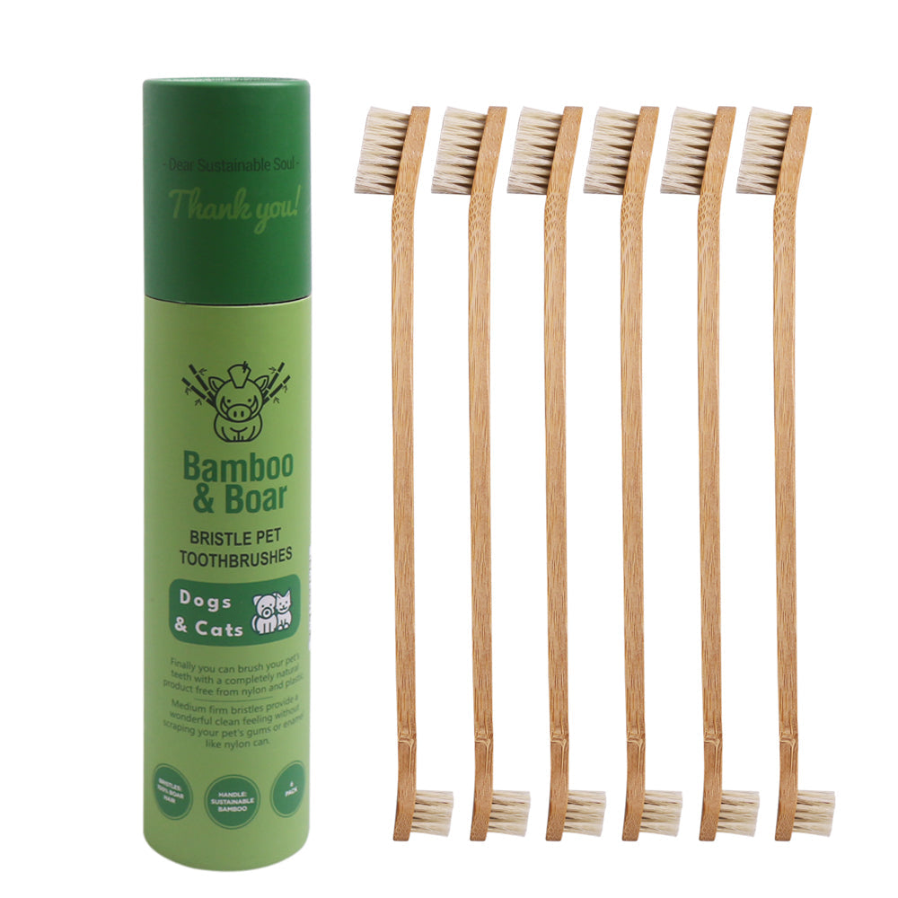 Gaia Guy Sustainable Bamboo and Boar Bristle Pet Toothbrushes - Gaia Guy