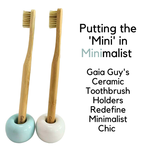 Gaia Guy Ceramic Toothbrush Holder (2 Pack) Choose White, Pink, Blue or Black
