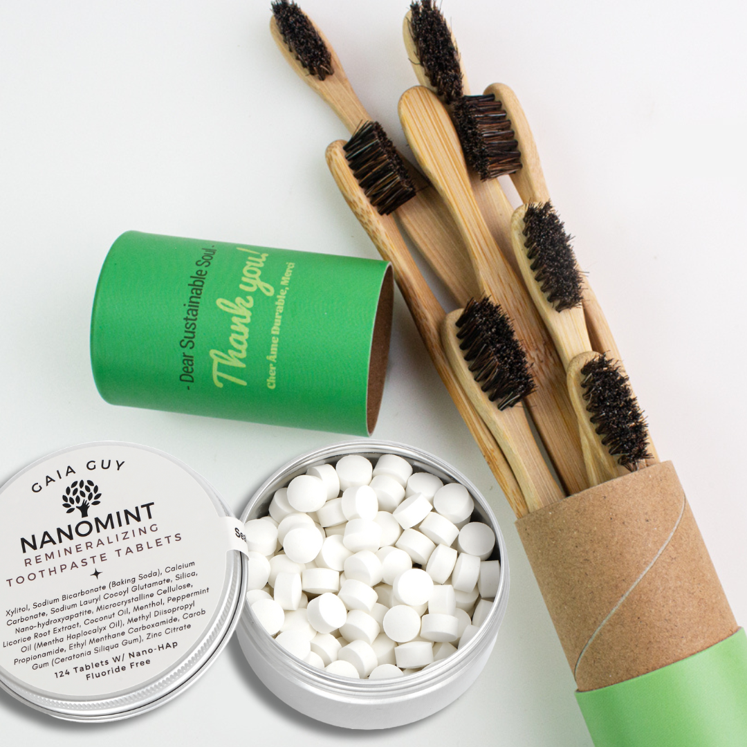 Natural Oral Care Bundle – Bamboo Toothbrush + Toothpaste Tablets