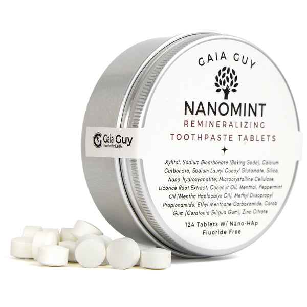 NanoMint Toothpaste Tablets with Nano-Hydroxyapatite | 124 Tabs, Fluoride-Free, Ideal for Travel - Mouthwash Tablet Too