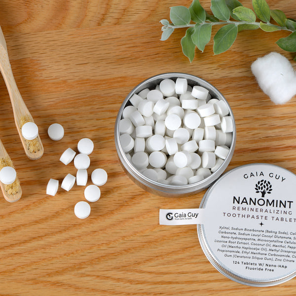 NanoMint Toothpaste Tablets with Nano-Hydroxyapatite | 124 Tabs, Fluoride-Free, Ideal for Travel - Mouthwash Tablet Too