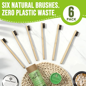 Gaia Guy Small Bamboo Horse Hair Toothbrush – 6 Pack - Gaia Guy
