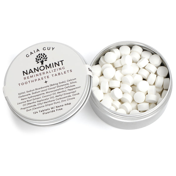 NanoMint Toothpaste Tablets with Nano-Hydroxyapatite | 124 Tabs, Fluoride-Free, Ideal for Travel - Mouthwash Tablet Too