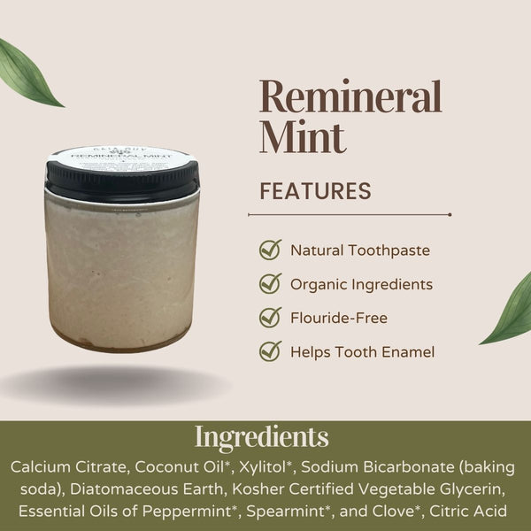 REMineral Mint: Natural Organic Toothpaste for Fresh Breath & Strong Enamel | Vegan & Fluoride-Free