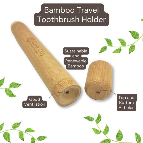 Bamboo Toothbrush Travel Case 2 Pack - Portable Bamboo Toothbrush Holder