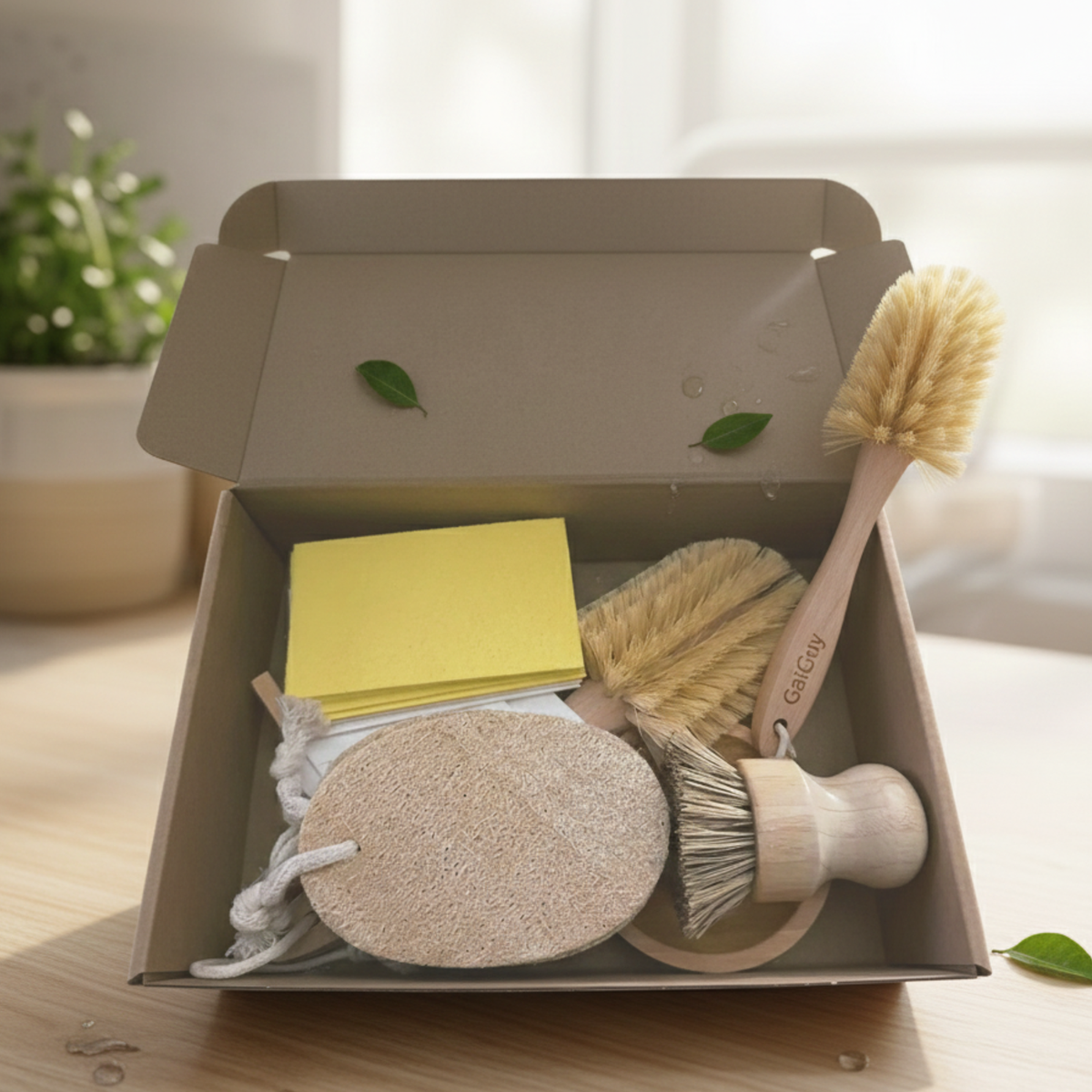 Zero Waste Kitchen Cleaning Set | Plastic-Free Bamboo Brushes – Gaia Guy