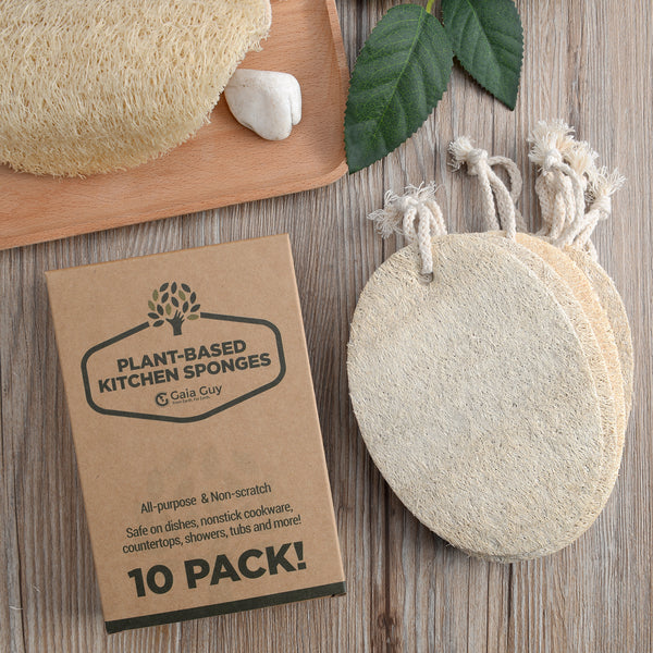 Natural Dish Sponge Value Pack, Loofah Kitchen Scrubber Scouring Pad (Plastic-Free, Nylon Free)