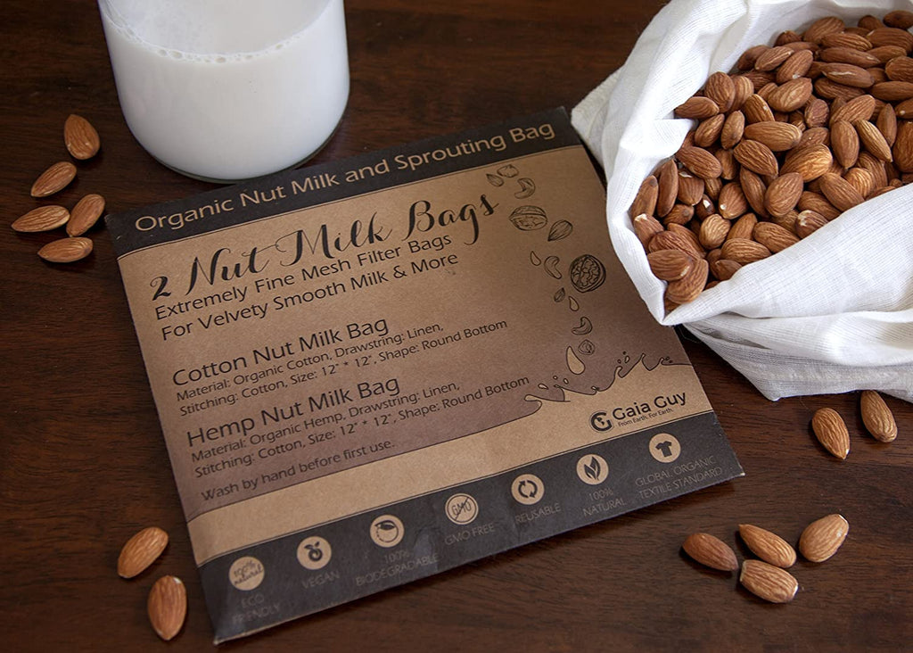 Nut Milk Bags Organic Hemp Organic Cotton 12 x 12 Gaia Guy