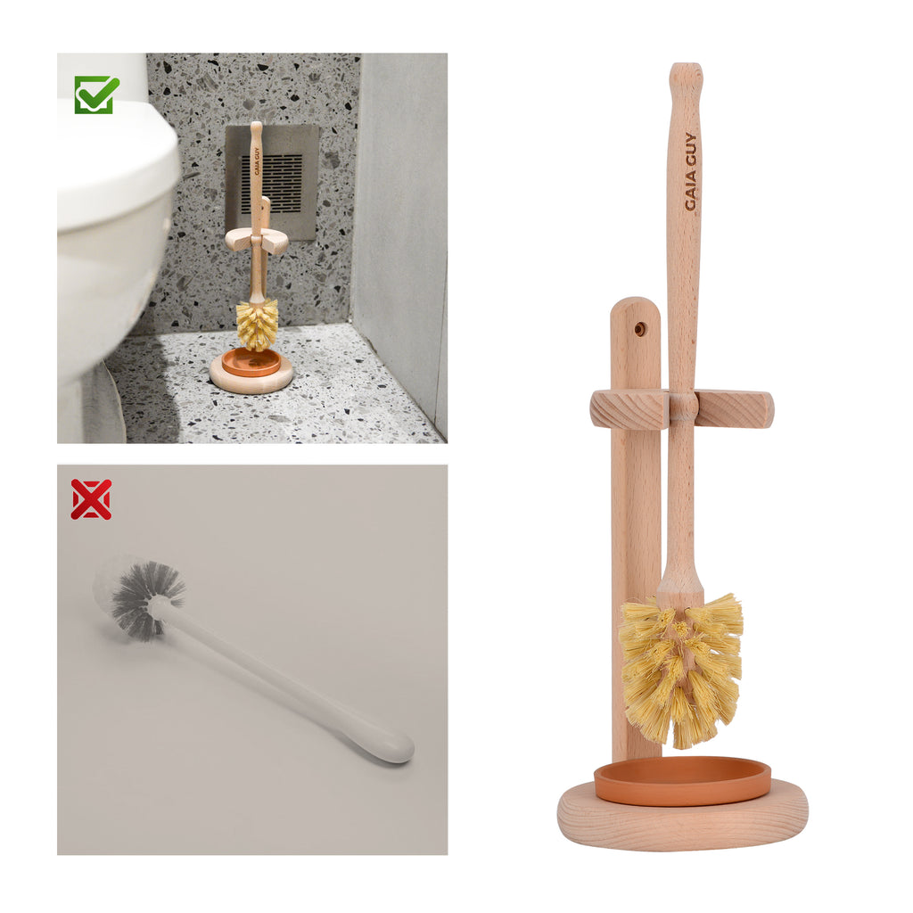 The Better Home Wooden Toilet Brush with Holder Stand