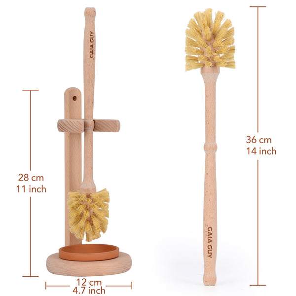 Plastic-Free Wood Toilet Brush With Wooden Stand